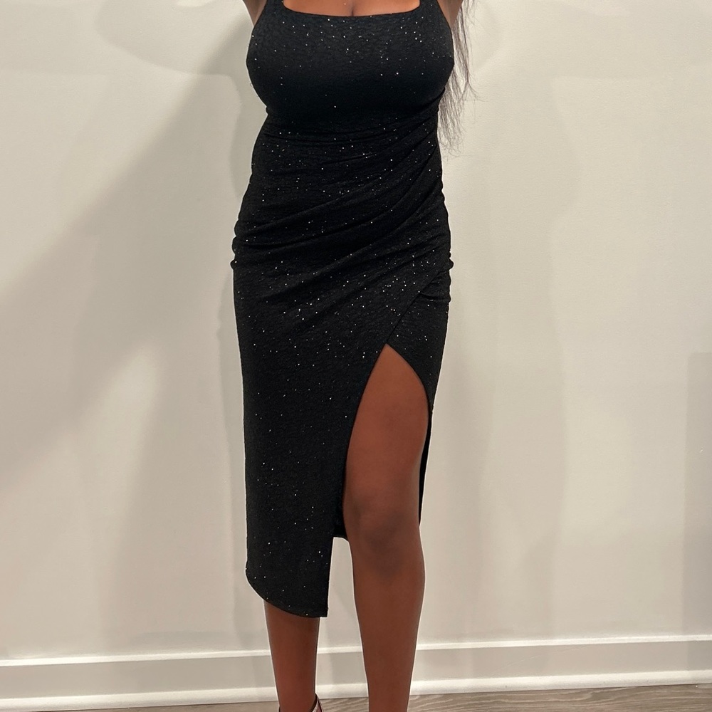 Courtney Formal Glitter Wrap Midi Dress